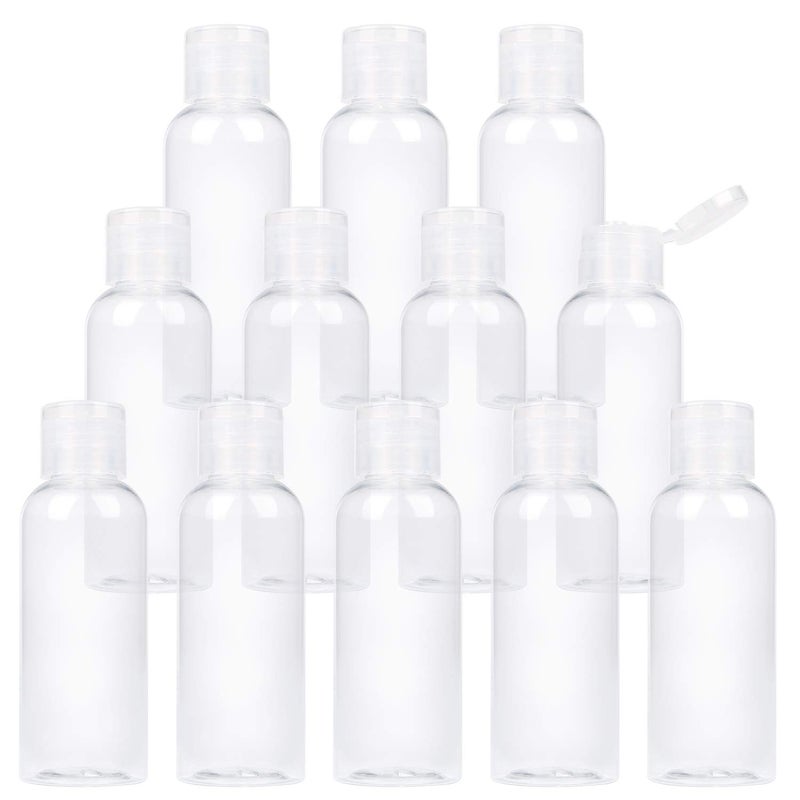TRENDBOX 12 Pack Plastic Empty Bottles with Flip Cap for Shampoo, Lotions, Liquid Body Soap, Cream (2 oz / 60 ml) - Image 1
